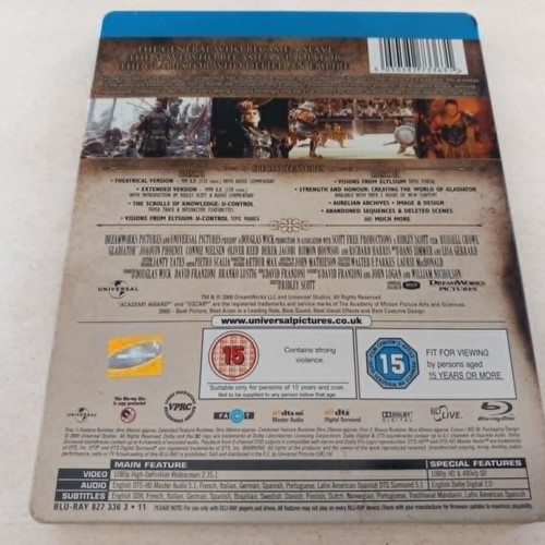 Gladiator Steelbook Edition Blu-Ray used, includes 4 cards and 4K Ultra HD DVD