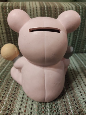 Vintage ceramic teddy bear piggy bank