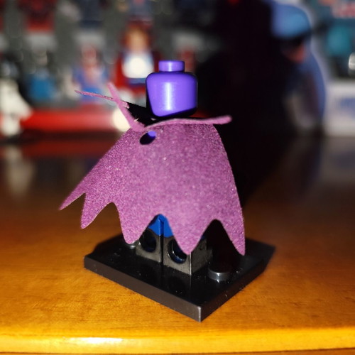 Prowler minifigure like new with stand and purple cape