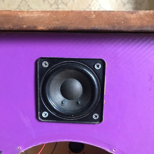 Custom speaker box used for construction