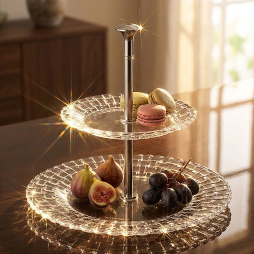 Nachtmann Bossa Nova two-tier serving tray, crystal