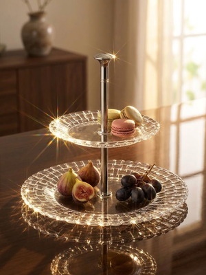 Nachtmann Bossa Nova two-tier serving tray, crystal