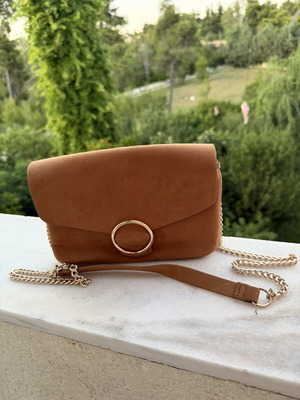 Crossbody bag H&M tan velour like new, medium size