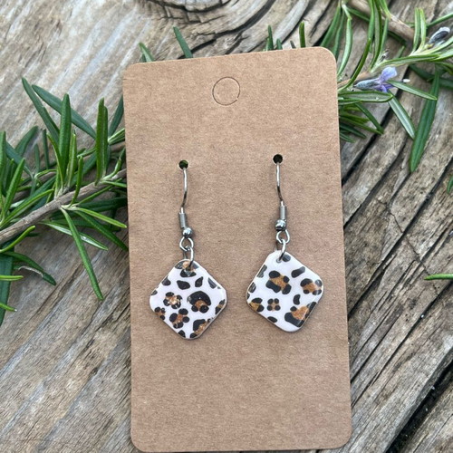 Handmade polymer clay animal print earrings new