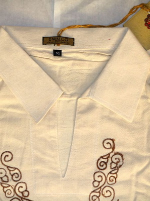 Original Indico Linen Shirt Size XL Beige with Embroidery