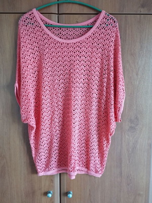 Women's mesh blouse used, pink coral, one size