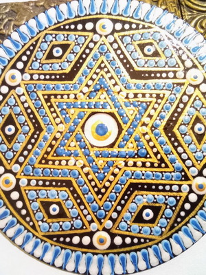 Mandala Star handmade, acrylic painted on CD, new