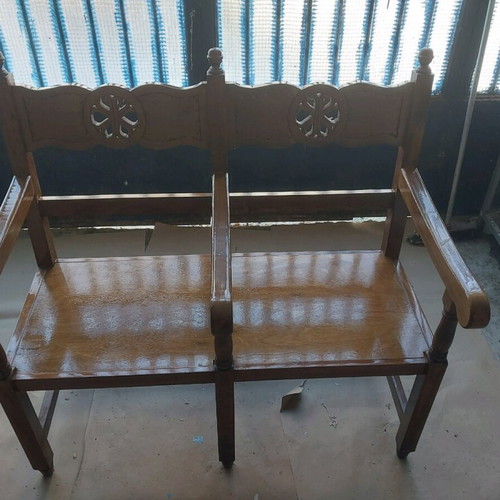 Wooden two-seater bench like new