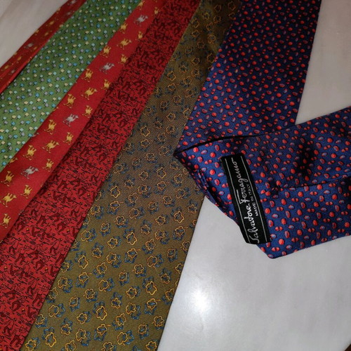 Salvatore Ferragamo men's classic ties used, pack of 5