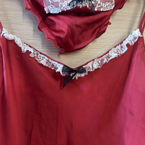 Intimissimi red satin lingerie set, camisole and brief, M