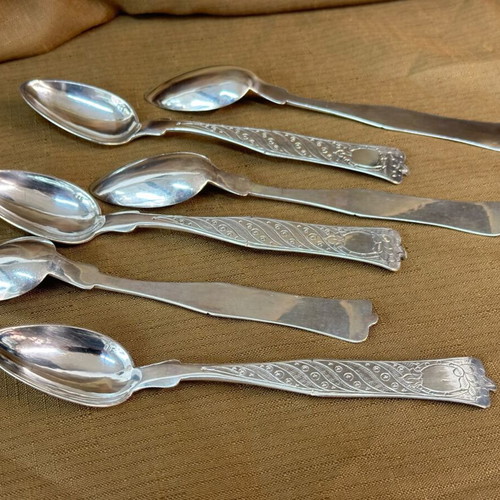 Silver Teaspoons 800 with embossed handles, like new