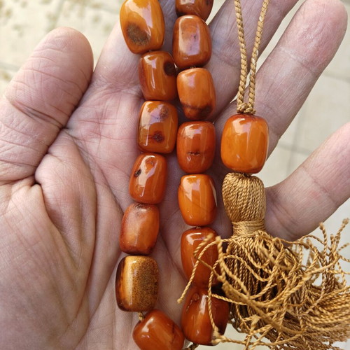 Royal amber worry beads new, handmade with aged appearance