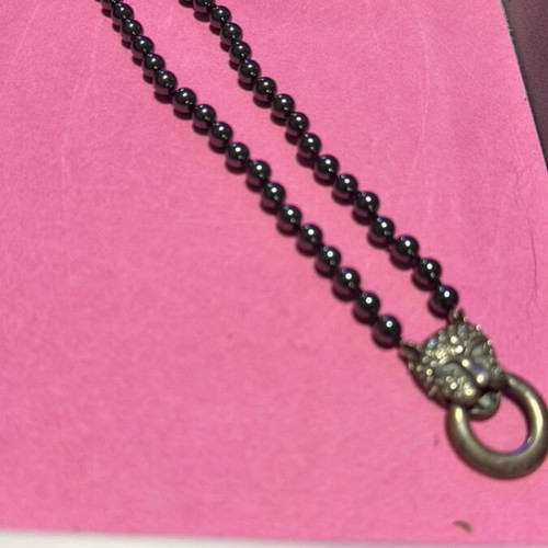 Hematite necklace vintage, 50 cm with safety clasp