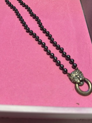 Hematite necklace vintage, 50 cm with safety clasp