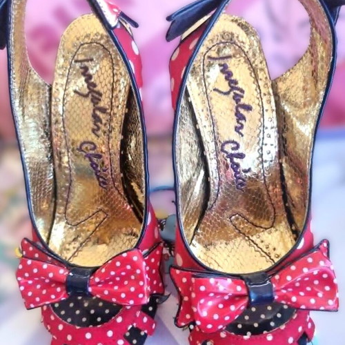 Irregular Choice peep toe heels size 40 like new, red with white dots