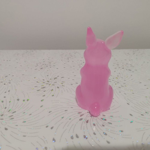 Pink rabbit made of liquid glass new, dimensions 11 x 4.5 cm