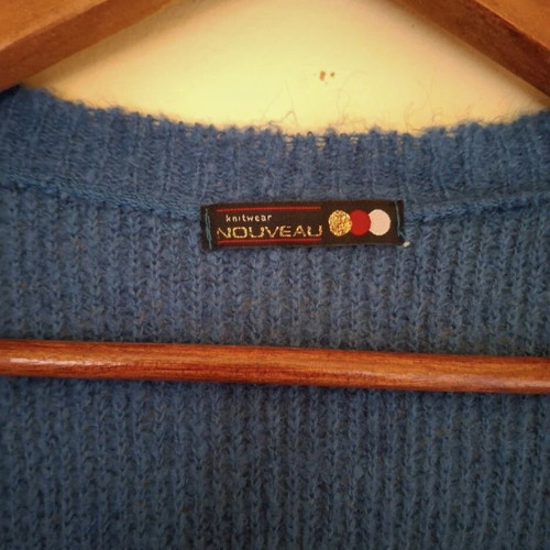 Knitted short-sleeve wool cardigan like new, petrol color, size S-M