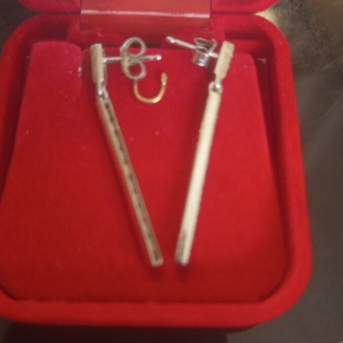 White gold women's earrings 14k with zircon stones used