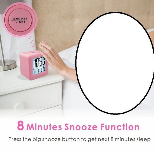 Plumeet digital travel alarm clock, 3-inch display, pink