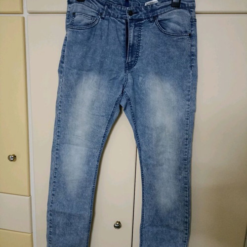 Slim jean men's pants used, H&M, blue with white faded details