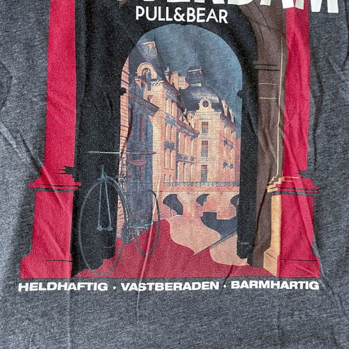 Pull & Bear T-shirt short sleeve used, Vintage Collection Amsterdam, size M, gray