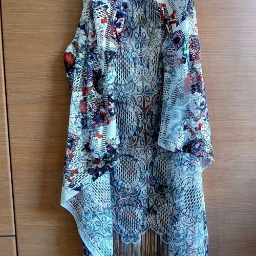 Floral Kimono Caftan with Long Fringes like new
