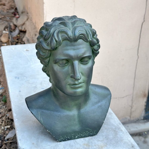 Bust of Alexander the Great used with bronze patina finish