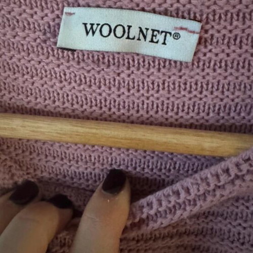 Long sweater Woolnet like new, pink and purple with side slit