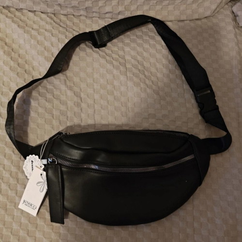Women's banana bag new, crossbody, black 34x17 cm