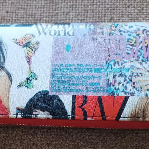 Women's long zip-around wallet with Japanese magazine print