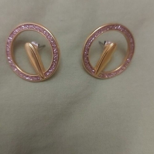Steel earrings pink and gold like new