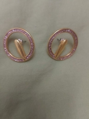 Steel earrings pink and gold like new