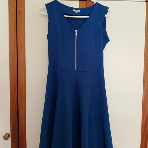 Blue dress mini with chest zipper like new, size M
