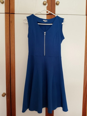 Blue dress mini with chest zipper like new, size M