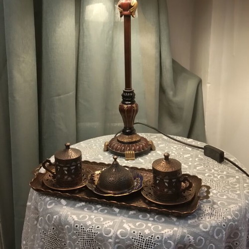 Traditional Ottoman Style Coffee Serving Set used, copper