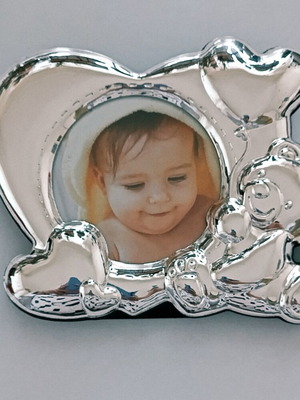 Marva silver-plated children's photo frame with teddy bear