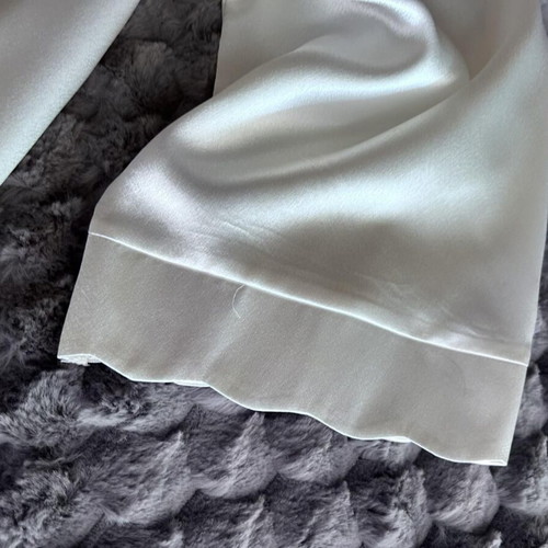 Women's satin bridal robe with padded sleeves and belt like new, white