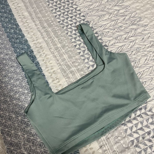Pink Woman turquoise satin-like crop top, XS