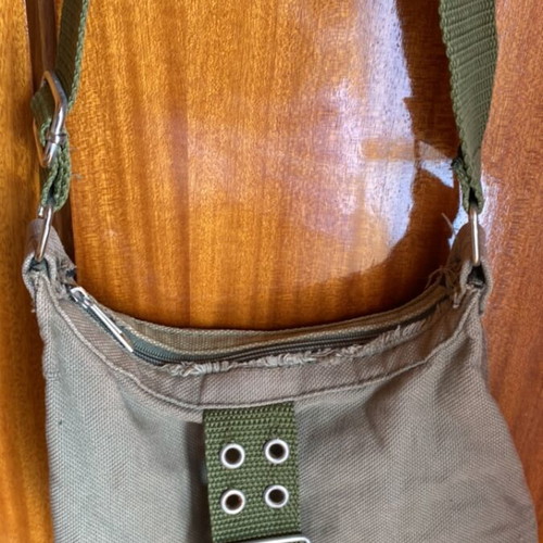 Grunge Hobo Shoulder Bag with Khaki Details