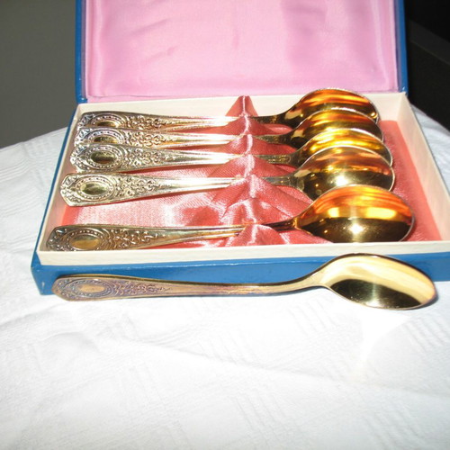 Gold-plated teaspoons new, set of 6, from Soviet Union