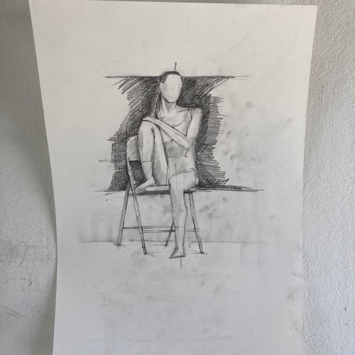 Painting used, pencil drawing on paper 35x50