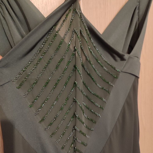 Silk dress Veloudakis with back transparency, like new, green, XS