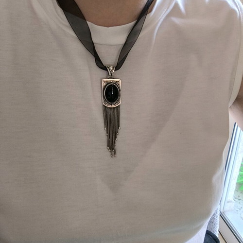 Silver 925 handmade pendant with onyx like new
