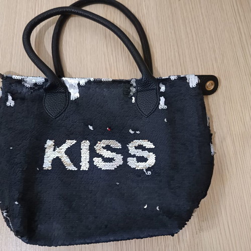 Trends Handbag new, black and silver, reversible design 30x22 cm