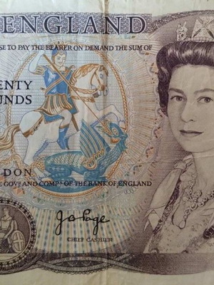Συλλεκτικό χαρτονόμισμα £20 της Bank of England, Series D, J.B. Page, 1970-1980