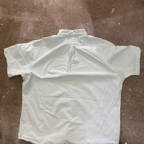 Ralph Lauren Short Sleeve Shirt XL Oxford Light Blue White Pinstripe Pink Logo