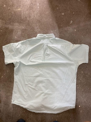 Ralph Lauren Short Sleeve Shirt XL Oxford Light Blue White Pinstripe Pink Logo