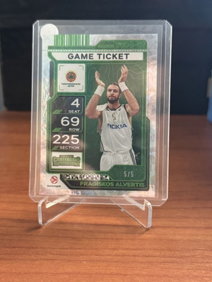 2025-26 Panini EuroLeague Contenders Fragiskos Alvertis Green 5/5 Panathinaikos card