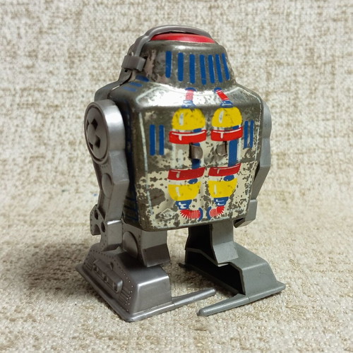 Robot Mini wind-up metal vintage toy used, working order