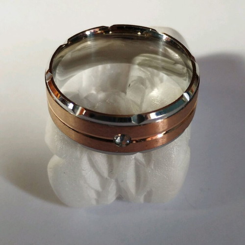Silver-plated men's ring new with zircon size 10